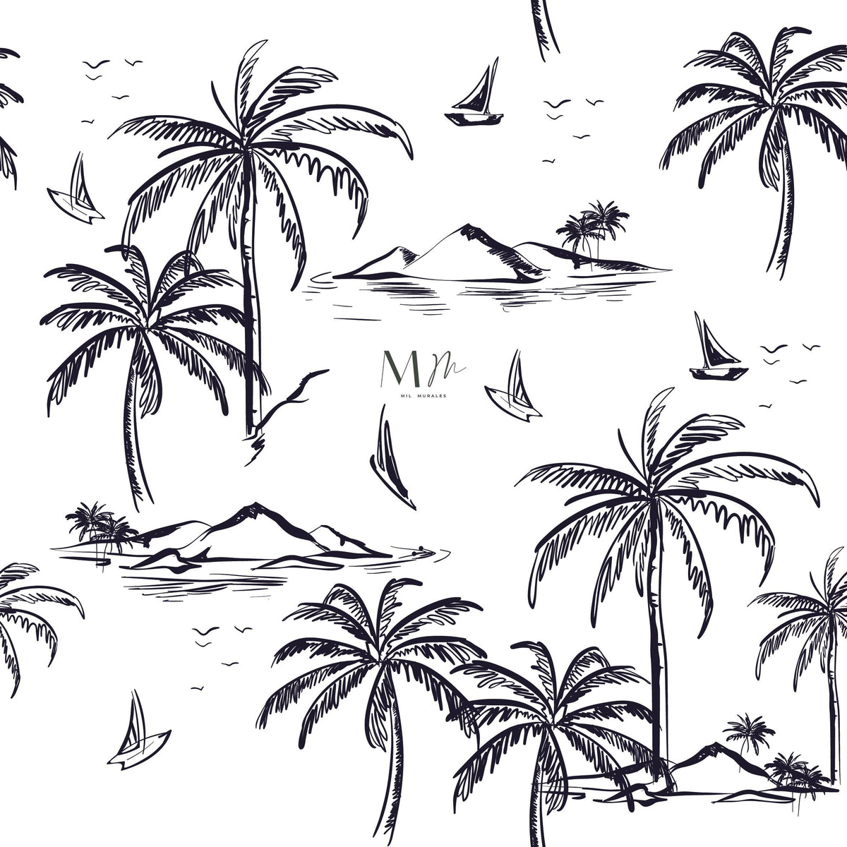 Isla y palmeras