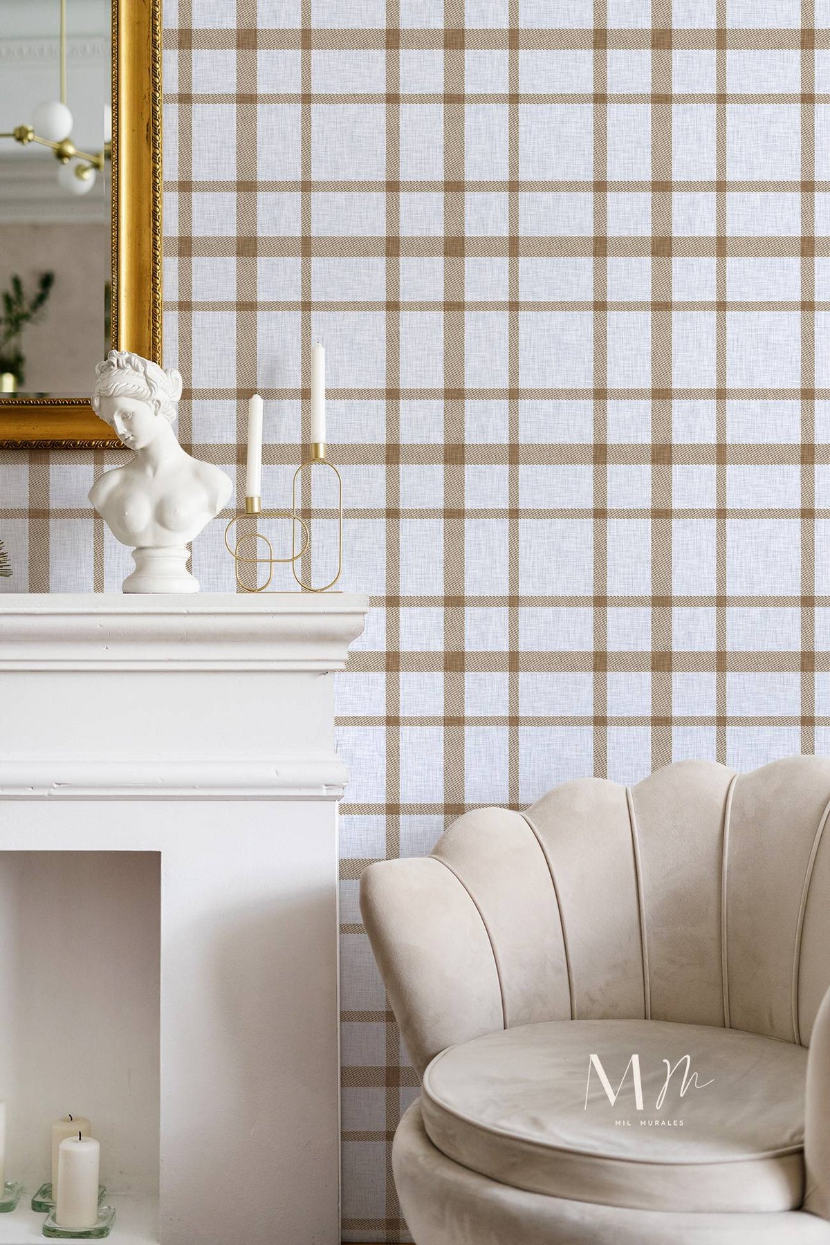 Tela cuadrille beige