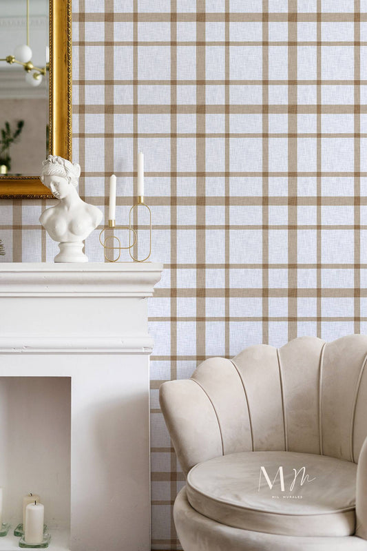 Tela cuadrille beige