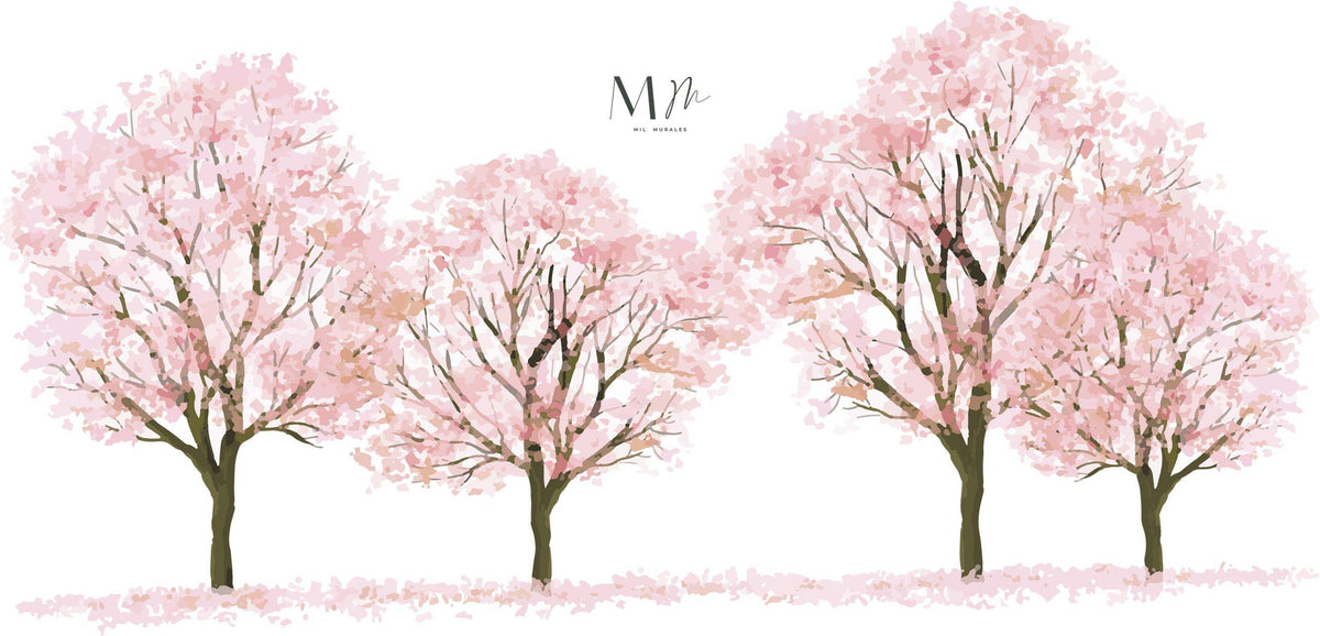 Árboles rosa pastel
