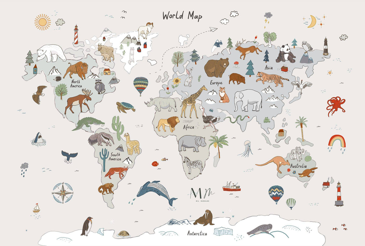 Mapamundi de animales