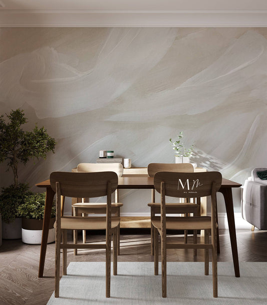 Pinceladas beige y blanco