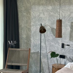 Flor sobre lino azul