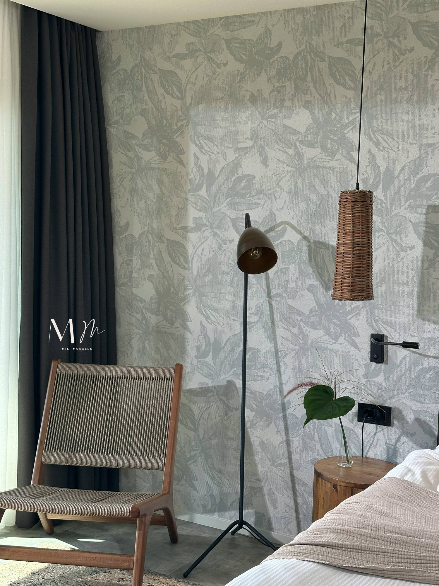 Flor sobre lino azul